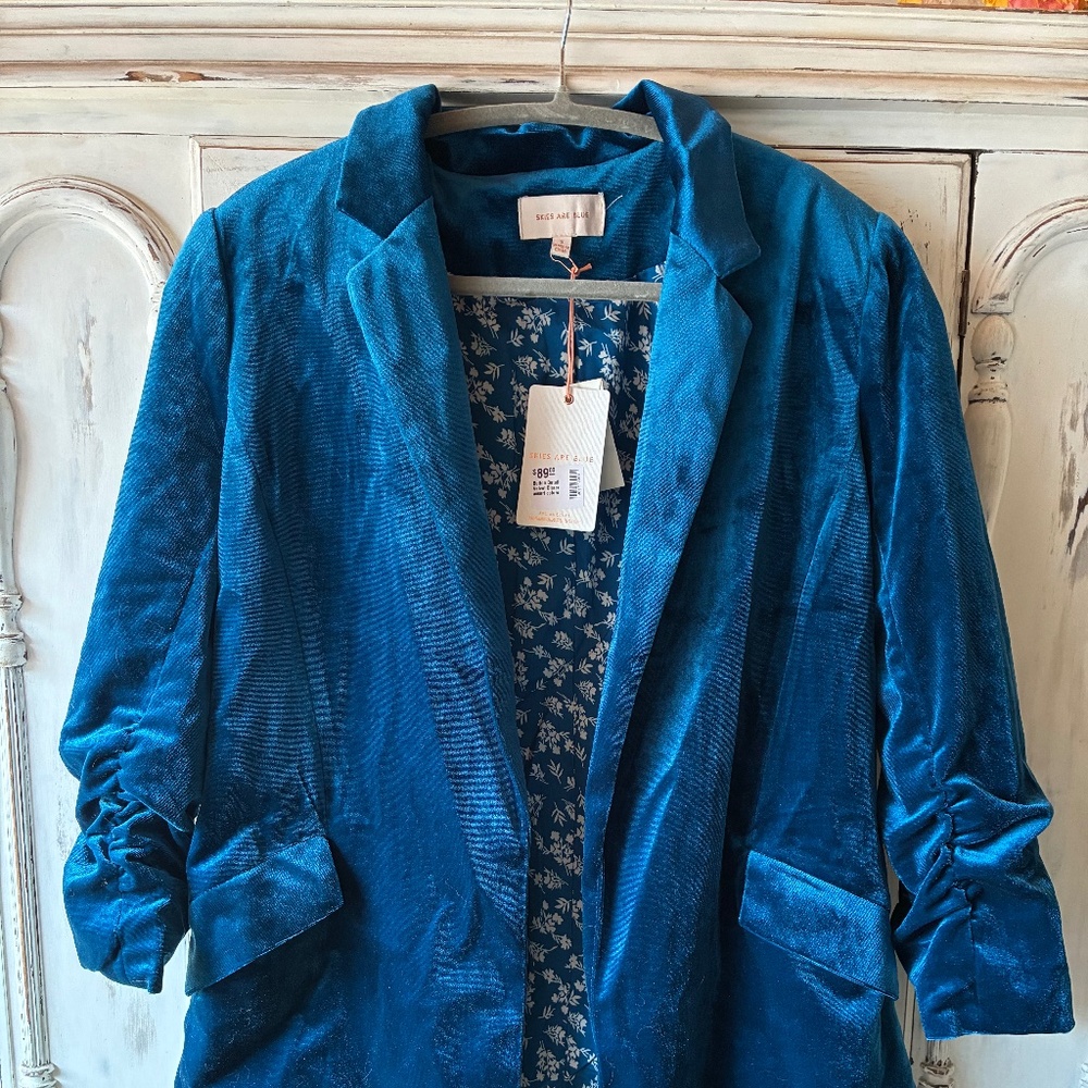 Royal blue velvet jacket